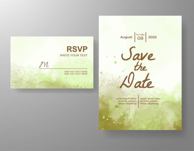 Invitación de boda con fondo de acuarela abstracta