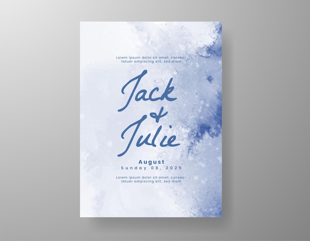 Invitación de boda con fondo de acuarela abstracta