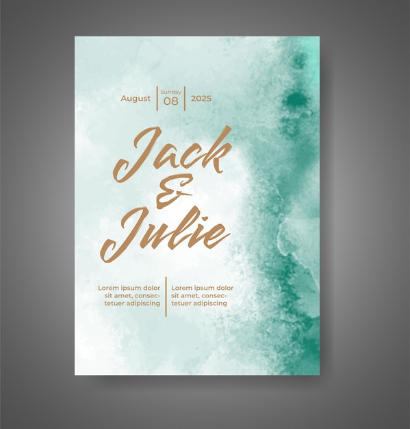 Invitación de boda con fondo de acuarela abstracta