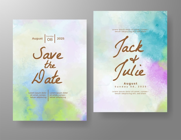 Invitación de boda con fondo de acuarela abstracta