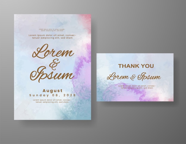 Invitación de boda con fondo de acuarela abstracta