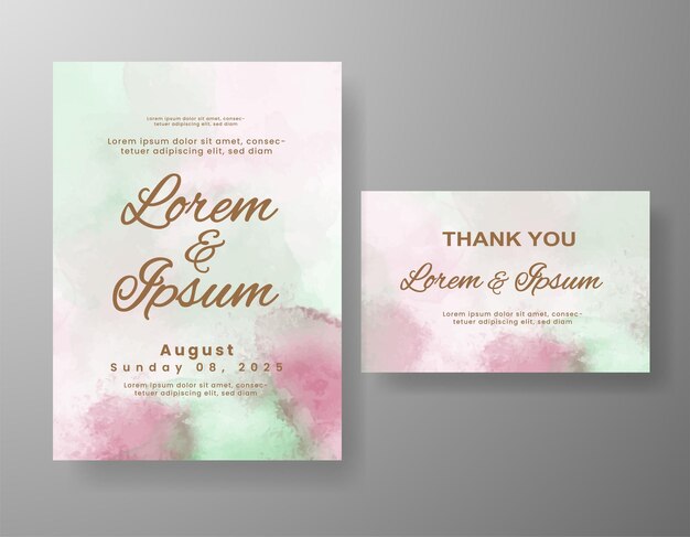 Invitación de boda con fondo de acuarela abstracta
