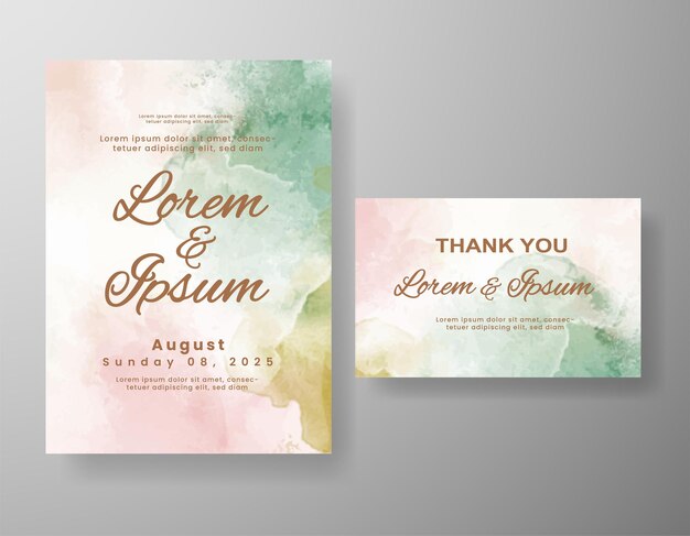Invitación de boda con fondo de acuarela abstracta