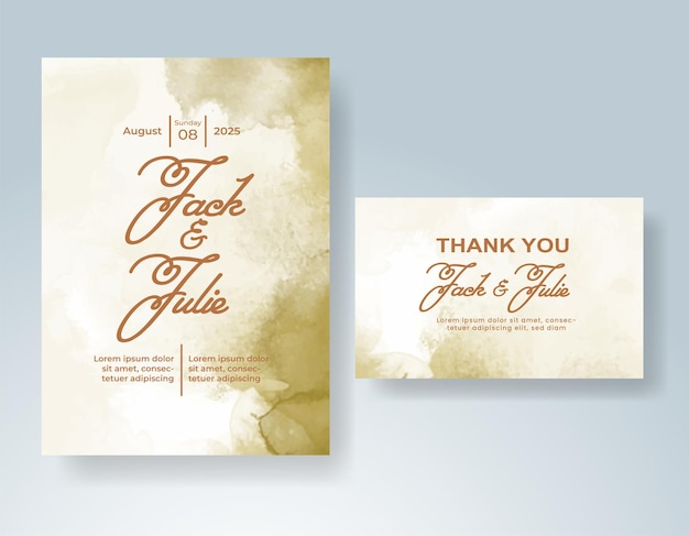 Invitación de boda con fondo de acuarela abstracta