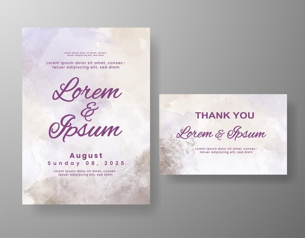 Invitación de boda con fondo de acuarela abstracta