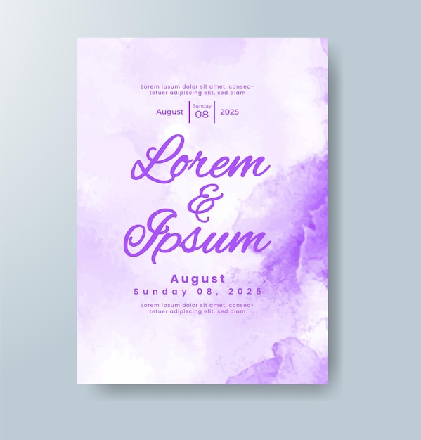 Invitación de boda con fondo de acuarela abstracta