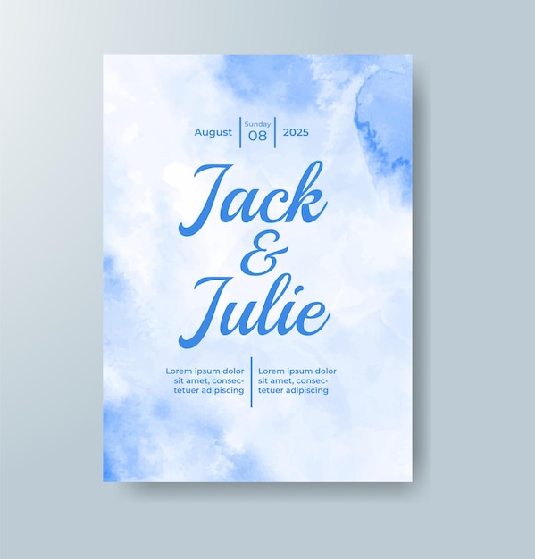 Invitación de boda con fondo de acuarela abstracta