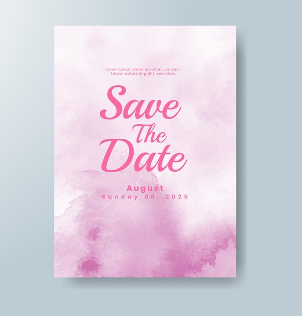 Invitación de boda con fondo de acuarela abstracta