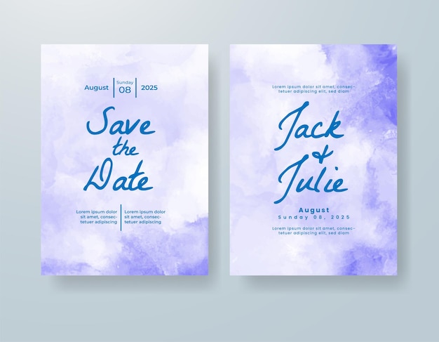 Invitación de boda con fondo de acuarela abstracta
