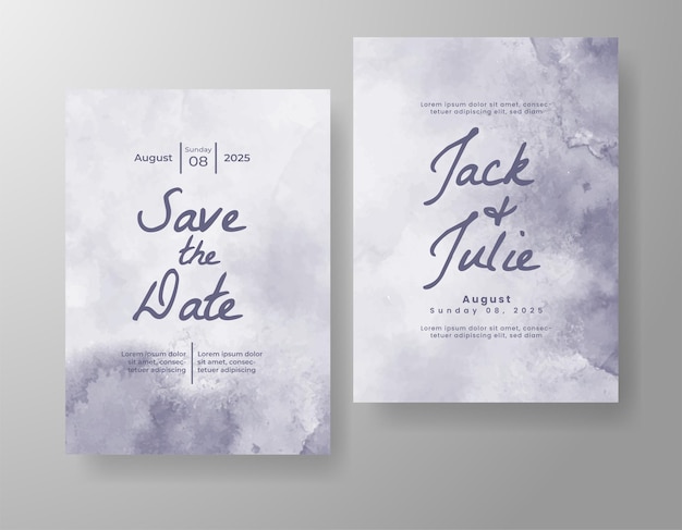 Invitación de boda con fondo de acuarela abstracta