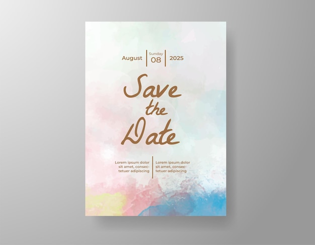Invitación de boda con fondo de acuarela abstracta