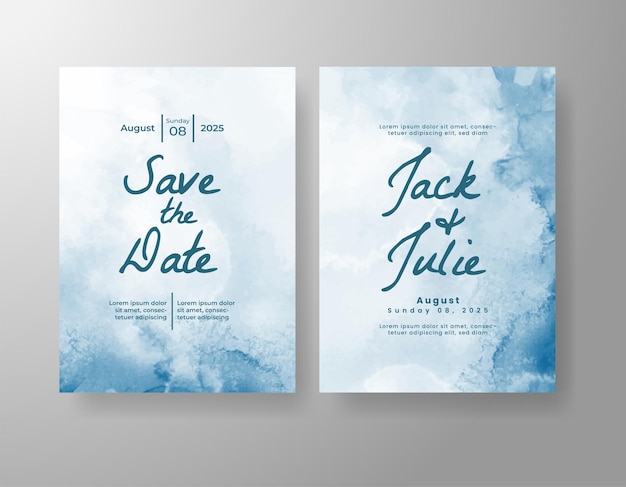 Invitación de boda con fondo de acuarela abstracta