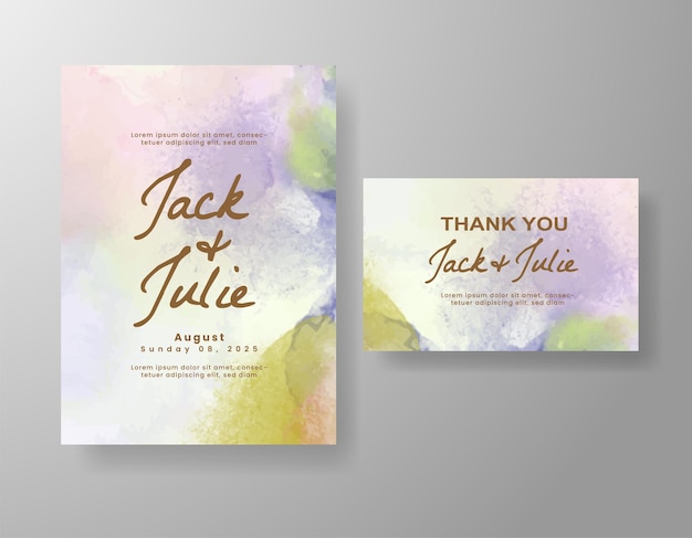 Invitación de boda con fondo de acuarela abstracta