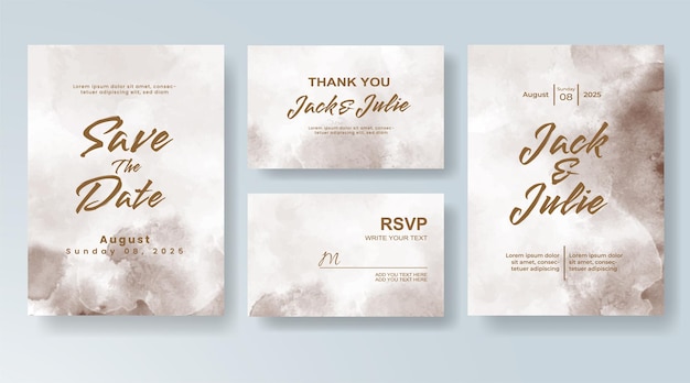 Invitación de boda con fondo de acuarela abstracta