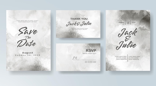 Invitación de boda con fondo de acuarela abstracta