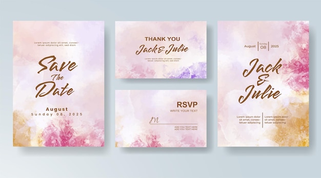 Invitación de boda con fondo de acuarela abstracta