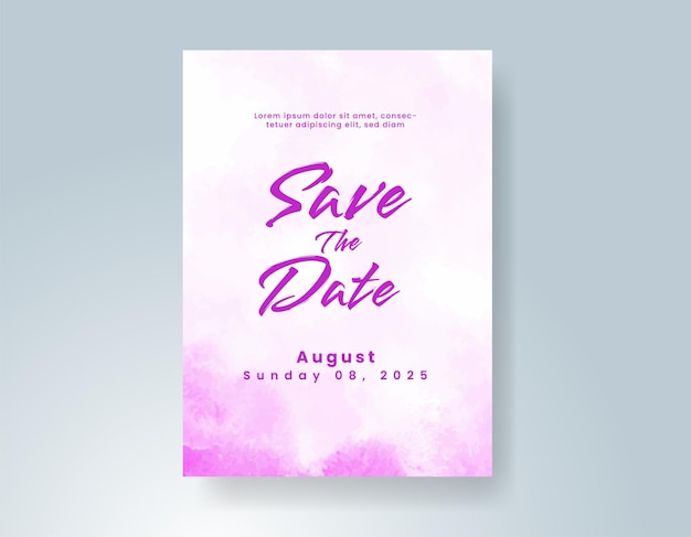Invitación de boda con fondo de acuarela abstracta