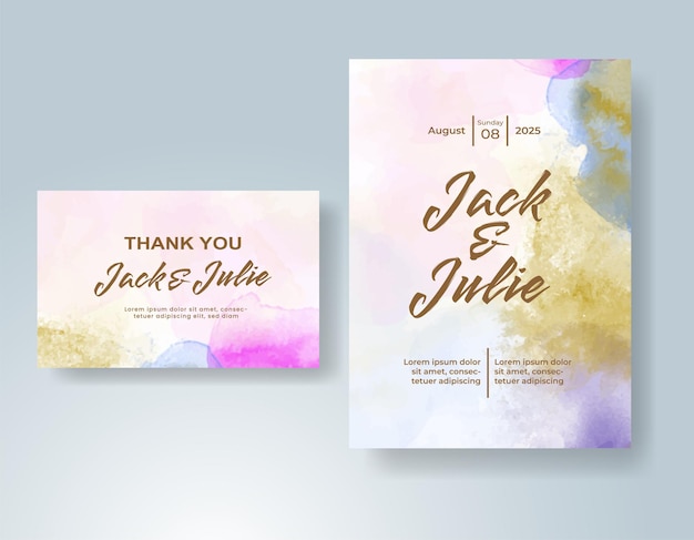Invitación de boda con fondo de acuarela abstracta