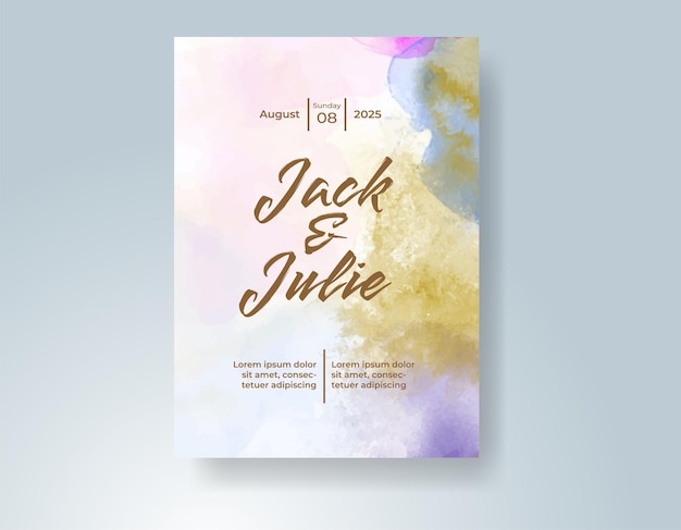 Invitación de boda con fondo de acuarela abstracta