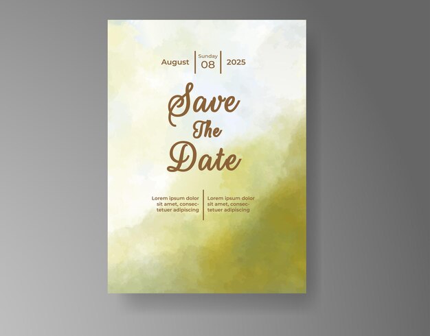 Invitación de boda con fondo de acuarela abstracta