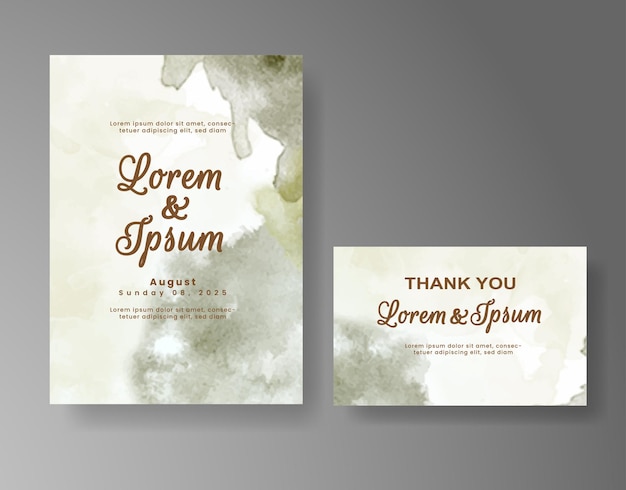 Invitación de boda con fondo de acuarela abstracta
