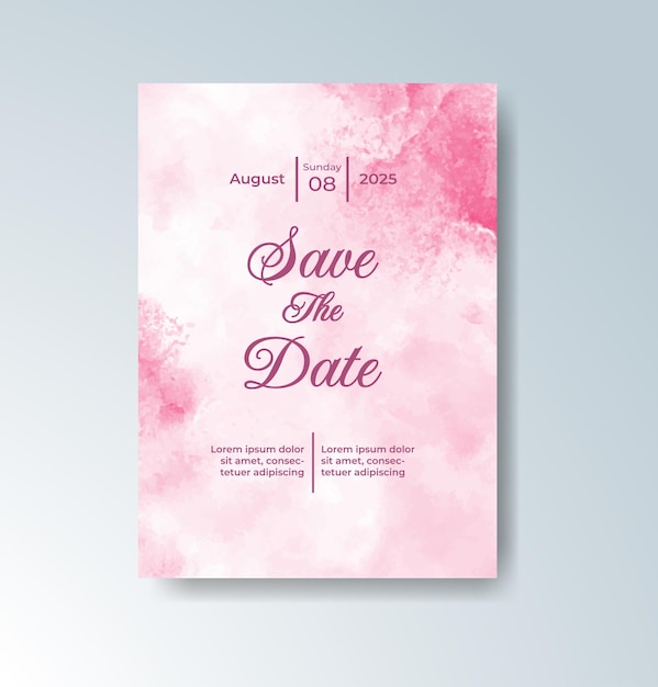 Invitación de boda con fondo de acuarela abstracta