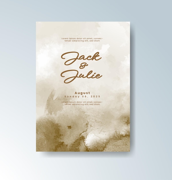 Invitación de boda con fondo de acuarela abstracta