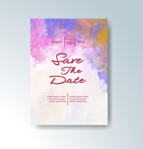 Invitación de boda con fondo de acuarela abstracta