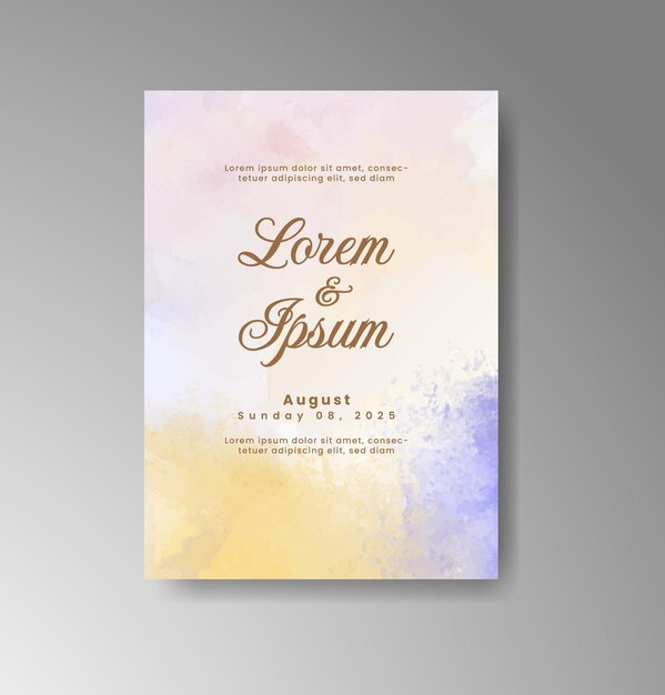 Invitación de boda con fondo de acuarela abstracta