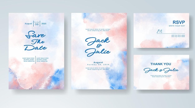 Invitación de boda con fondo de acuarela abstracta