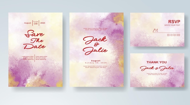 Invitación de boda con fondo de acuarela abstracta