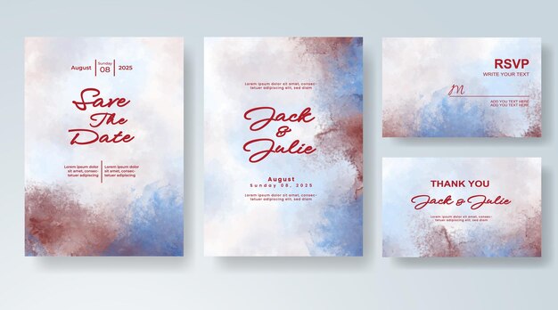 Invitación de boda con fondo de acuarela abstracta