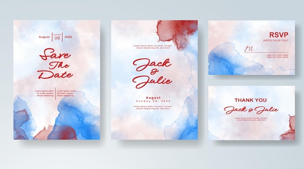 Invitación de boda con fondo de acuarela abstracta