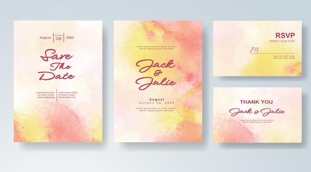 Invitación de boda con fondo de acuarela abstracta