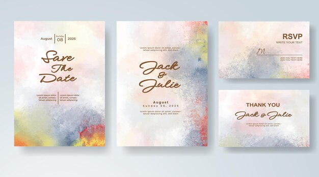 Invitación de boda con fondo de acuarela abstracta