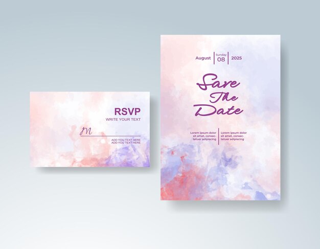 Invitación de boda con fondo de acuarela abstracta