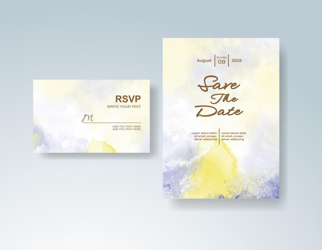 Invitación de boda con fondo de acuarela abstracta