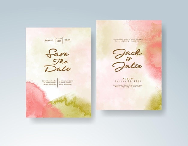 Invitación de boda con fondo de acuarela abstracta