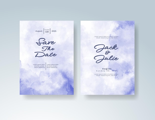 Invitación de boda con fondo de acuarela abstracta