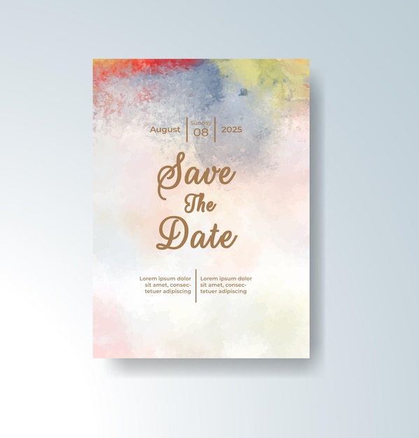 Invitación de boda con fondo de acuarela abstracta