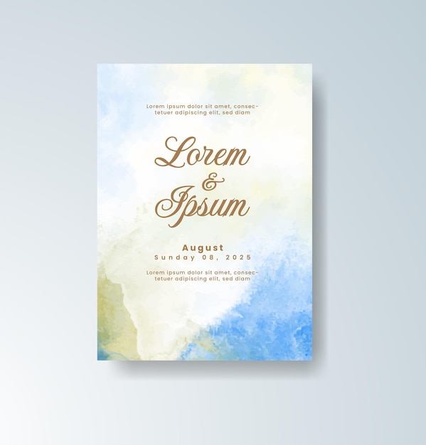 Invitación de boda con fondo de acuarela abstracta