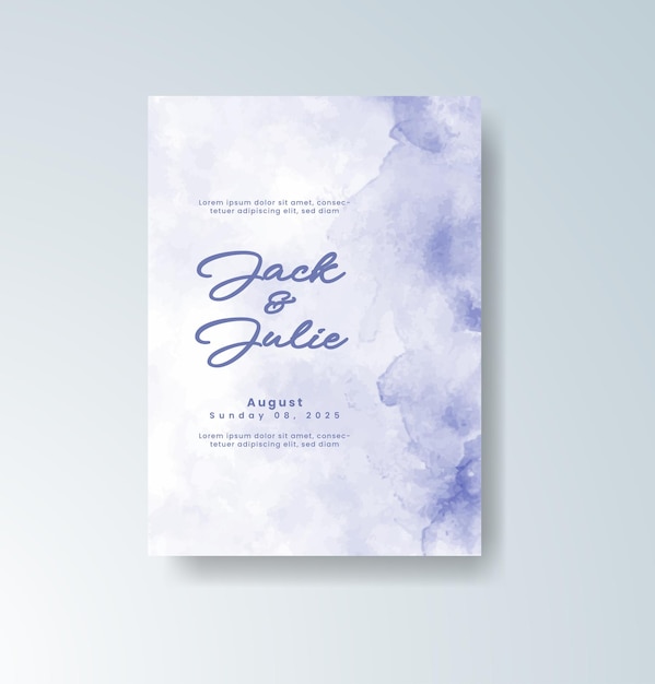 Invitación de boda con fondo de acuarela abstracta