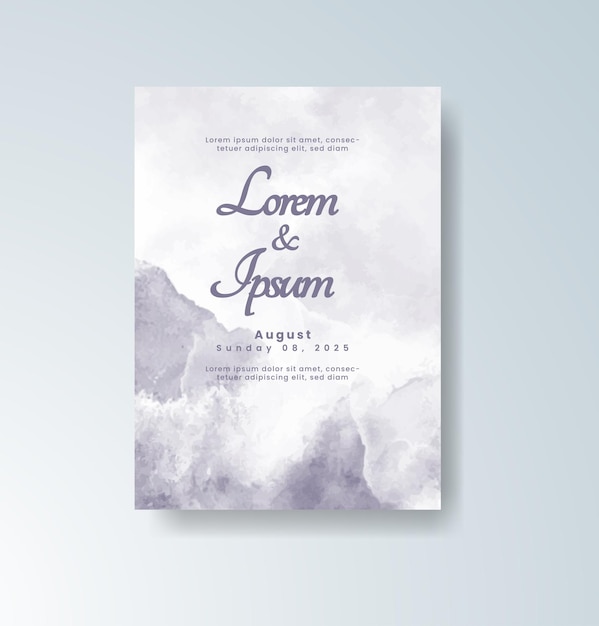 Invitación de boda con fondo de acuarela abstracta