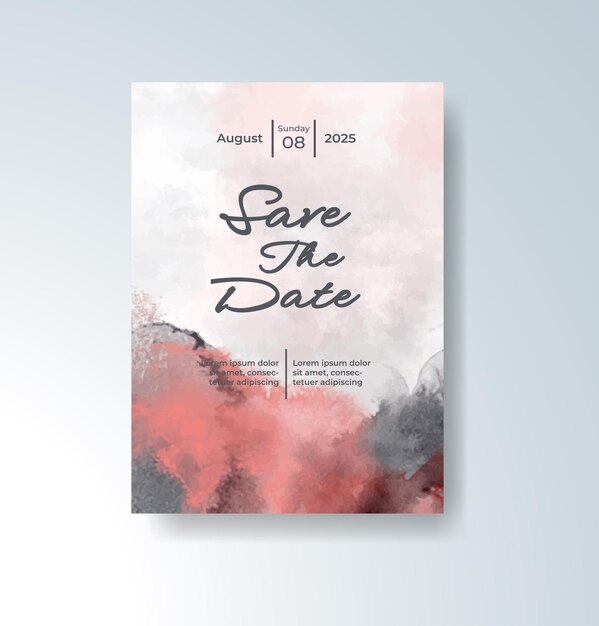 Invitación de boda con fondo de acuarela abstracta