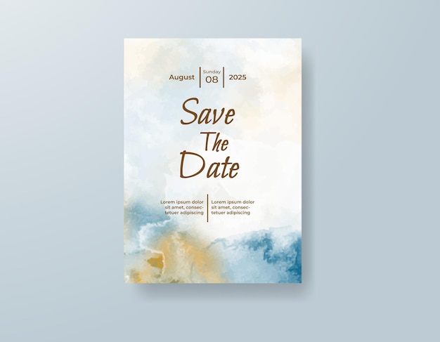 Invitación de boda con fondo de acuarela abstracta