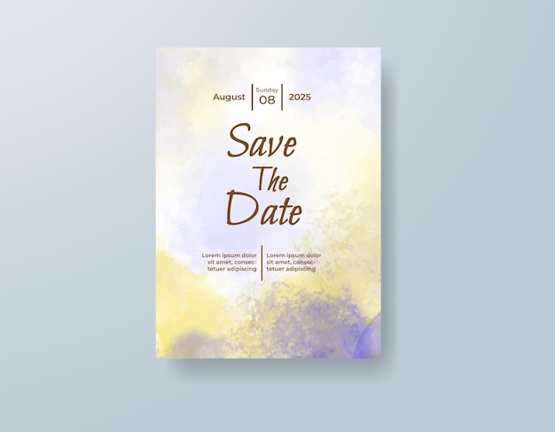 Invitación de boda con fondo de acuarela abstracta