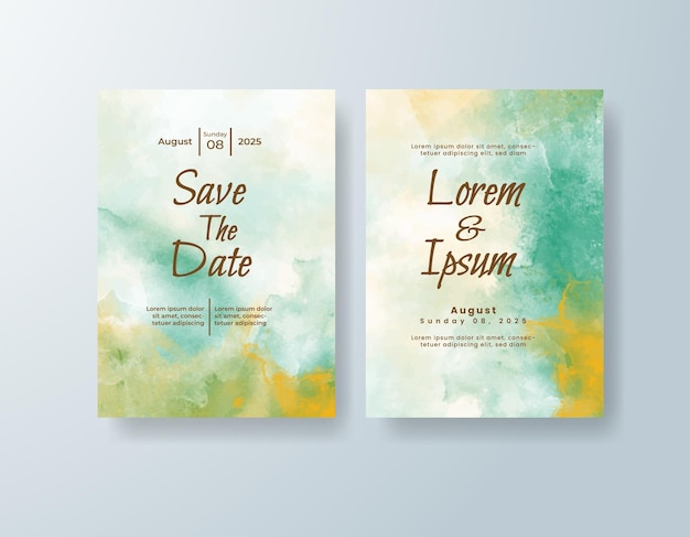 Invitación de boda con fondo de acuarela abstracta