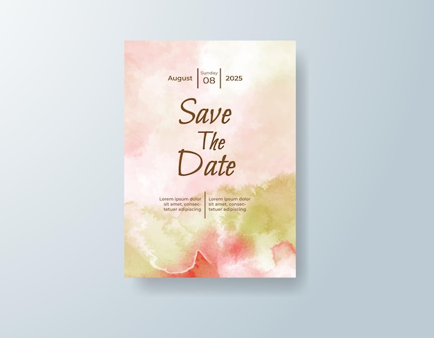 Invitación de boda con fondo de acuarela abstracta