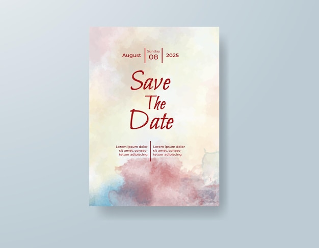 Invitación de boda con fondo de acuarela abstracta