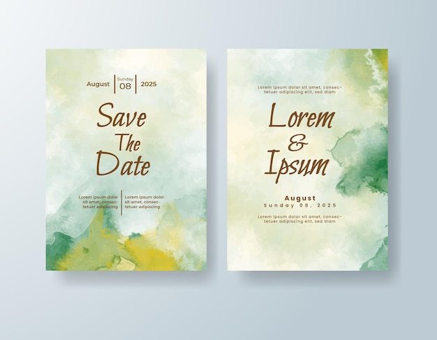 Invitación de boda con fondo de acuarela abstracta